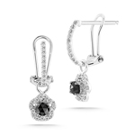 4/5 Cts Black & White Diamond Earrings in 14K White Gold