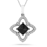0.90 Cts Black & White Diamond Pendant in 14K White Gold