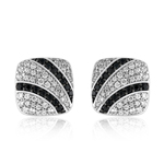 0.95 Cts Black & White Diamond Earrings in 14K White Gold