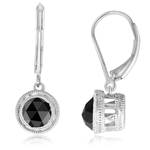 2.45 Cts Black Diamond Earrings in 14K White Gold
