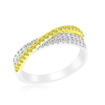 0.60 Cts Yellow & White Diamond Ring in 14K Two Tone Gold