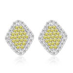 0.80 Cts Yellow & White Diamond Earrings in 14K Yellow Gold