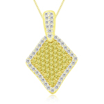 3/4 Cts Yellow & White Diamond Fancy Diamond-Shaped Pendant in 14K Yellow Gold