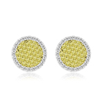 0.85 Cts Yellow & White Diamond Earrings in 14K Yellow Gold
