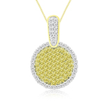 3/4 Cts Yellow & White Diamond Circle Pendant in 14K Yellow  Gold