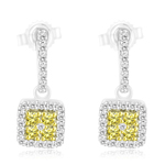 1/2 Cts Yellow & White Diamond Earrings in 14K Two Tone Gold