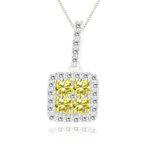 1/2 Cts Yellow & White Diamond Pendant in 14K White Gold