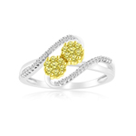 0.45 Cts Yellow & White Diamond Ring in 14K White Gold