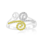 0.35 Cts Yellow & White Diamond Ring in 14K White Gold