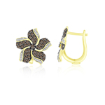 1.00 Ct Brown & White Diamond Earrings in 14K Yellow Gold