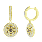 1.05 Cts Brown & White Diamond Earrings in 14K Yellow Gold