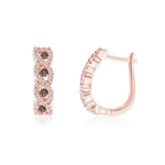 0.66 Cts Brown & White Diamond Swirl Hoop Earrings in 14K Pink Gold