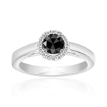 0.60 Cts Black & White Diamond Ring in Silver