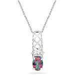 1.00 Ct Mystic Green Topaz Solitaire Pendant in Silver