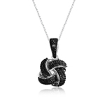 Black Diamond Accent Love Knot Pendant in Silver with Black Rhodium