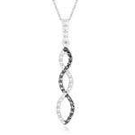 Black Diamond Accent Infinity Pendant in Silver with Black Rhodium