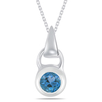 0.40 Cts of 4 mm AA Round Swiss Blue Topaz Solitaire Pendant in Silver