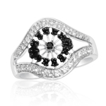 0.02 Cts Black Diamond Ring in Silver with Black Rhodium