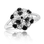0.02 Cts Black Diamond Ring in Silver with Black Rhodium