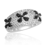 0.02 Cts Black Diamond Ring in Silver with Black Rhodium