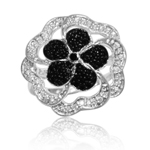 0.02 Cts Black Diamond Ring in Silver with Black Rhodium