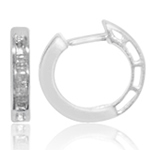 0.15 Cts Diamond Hoop Earrings in Silver