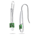 0.62 Cts of 4 mm AA Princess Green Tourmaline Earrings in 14K White Gold