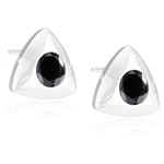1.00 Ct Black Diamond Stud Earrings in 14K White Gold
