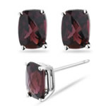 6.38 Cts of 10x8 mm AAA Cushion Checker Board Garnet Stud Earrings in 14K White Gold