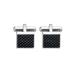 Carbon Fibre Men's Cuff Links in Stainless Steel