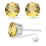 1.45-1.85 Cts AA of 5 mm Round Yellow Sapphire Stud Earrings in Platinum