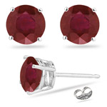 1.00 Ct of 5 mm AA Round Ruby Stud Earrings in Platinum