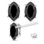 1/2 Cts of 5.1x3.5 mm AA Marquise Black Diamond Stud Earrings in 14K White Gold