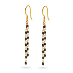 1.50-2.00 Cts Black Diamond Square Bead Briolette Earrings in 18K Yellow Gold