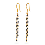 1.50 Cts Black Diamond Square Bead Briolette Earrings in 18K Yellow Gold