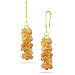 25.00 Cts Mandarin Garnet Briolette Earrings in 18K Yellow Gold