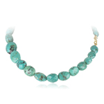 300.00 Cts AAA Beads Natural Turquoise (not Dyed) Necklace in 18K Yellow Gold