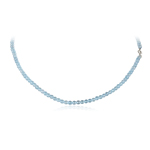72.00 Cts of 4 mm AA Faceted Beads Swiss Blue Topaz Necklace in Silver