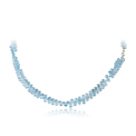 123.00 Cts AA Briolettes Swiss Blue Topaz Necklace in Silver