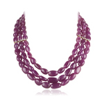 1766.00 Cts Beads AA Natural Ruby Necklace in 14K Yellow Gold