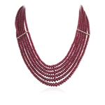 879.00 Cts Beads AA Ruby Necklace in 18K Yellow Gold