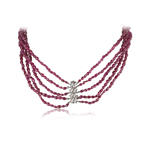 507.00 Cts Faceted Beads AA Ruby Necklace in 14K White Gold