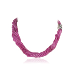 738.00 Cts Faceted Beads AA Ruby Necklace in 18K White Gold