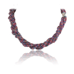 849.00 Cts Faceted Beads AA Multi Sapphire Necklace in 18K White Gold