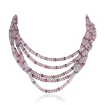 712.00 Cts Faceted Beads AA Multi Color Natural Sapphire Necklace in 18K White Gold