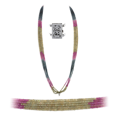 RS MOST SELLING 243.00 CTS EARTH MINED 3 LINE EMERALD & SAPPHIRE BEAD NECKLACE 
