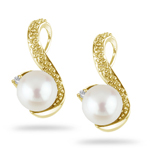 Diamond and Fresh Water Pearl Earrings 