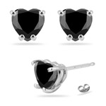 6 mm AA Heart Black Diamond Stud Earrings 