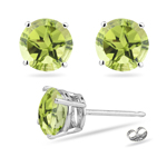 3.10 Cts of 7 mm AA Texas Star Peridot Stud Earrings in 14K White Gold