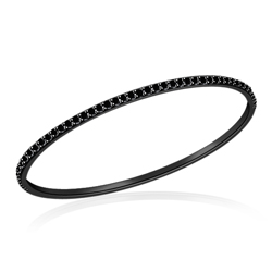 2.75 Cts Black Diamond Eternity Bangle Bracelet in Blackened Sterling Silver